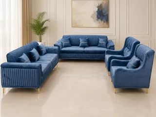 Luxury Royal Blue Velvet Sofa Set 3+2+1+1 Seater Living | Upfrica GH - Sofas & Seating - main product image