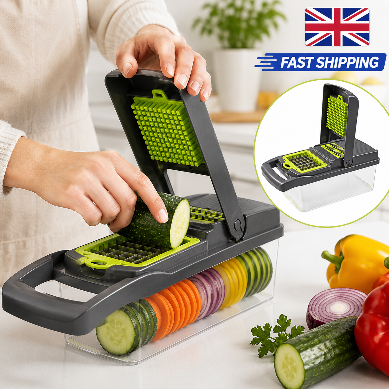 12 in 1 Multifunction Vegetable Chopper Mandoline Slicer Container