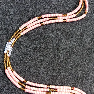 Set of 3 Pink & Cream Disc Waist Beads