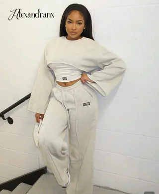 Cream Cozy Crop Sweatshirt Jogger Set | Upfrica GH - Co-ords & Two-Piece Sets - main product image