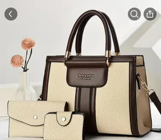Piece Handbag Set Brown Cream Tote Bag Purse | Upfrica GH - Bags & Handbags - main product image