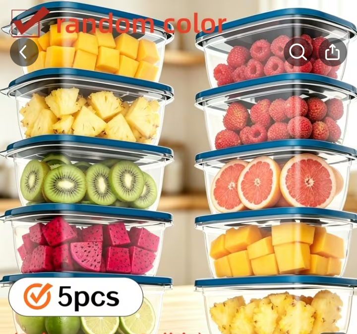 5 Piece Transparent Food Storage Containers