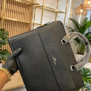 Premium Black Leather Executive Briefcase / * Monogram Canvas Executive Briefcase * Designer GG Pattern Business Bags in GH