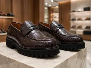 Zara Croc Effect Chunky Sole Penny Loafers Dark Shoes | Upfrica GH - Men’s Shoes - main product image