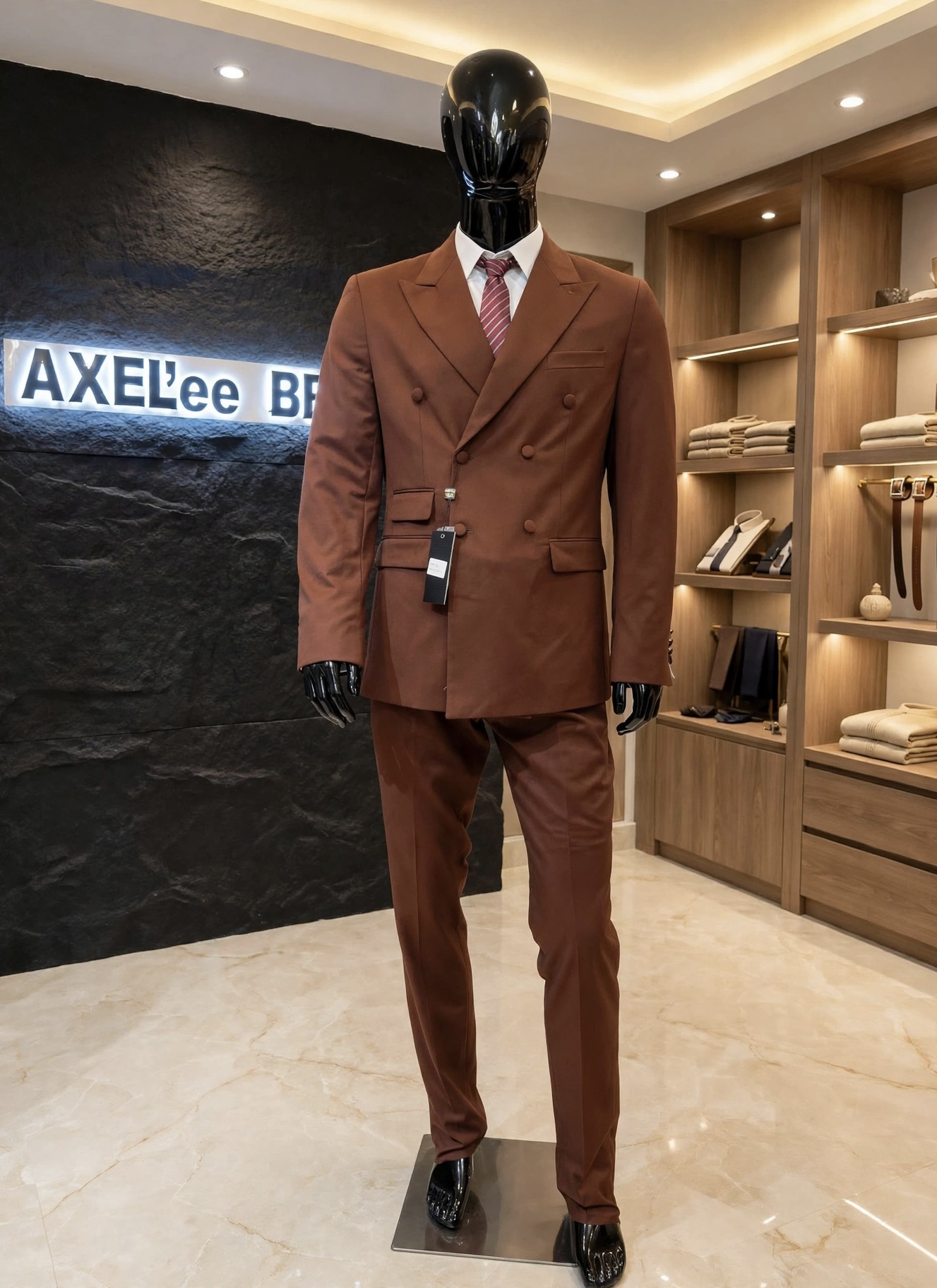 Men’s Rust Brown Double Breasted Formal Suit