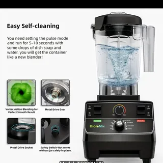 Biolomix 2200W Professional Kitchen Blender 2L Jar 600ml Portable Cup
