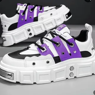 Women's White Purple Platform Sneakers Chunky Shoes