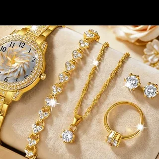 6pcs Women's Quartz Watch Jewelry Set