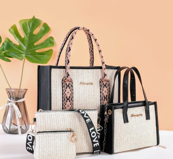 Women's Luxury Handbag Set Tote Bag Shoulder Clutch Wallet 4 Piece