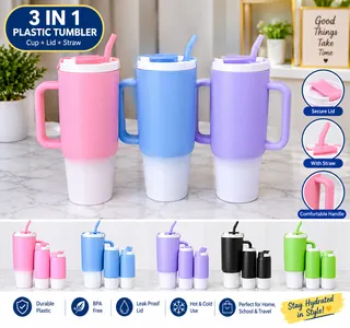 Plastic Tumbler Set Straw Reusable Drinking Cups | Upfrica GH - Drinkware & Tumblers - main product image