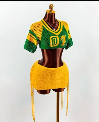 Green Yellow Crochet Two Piece Set | Upfrica GH - Co-ords & Two-Piece Sets - main product image
