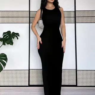 Classic Black Fitted Midi Dress