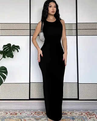 Classic Black Fitted Midi Dress | Upfrica GH - Midi Dresses - main product image
