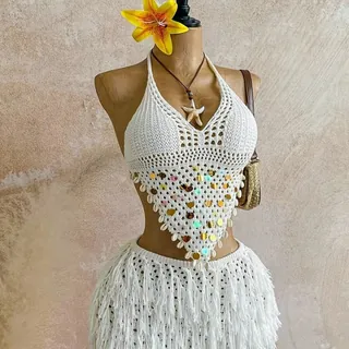White Crochet Mini Dress