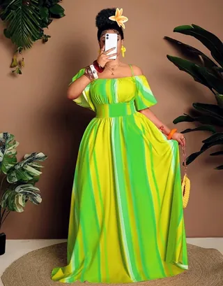 Women’s Colorful Off Shoulder Maxi Dress | Upfrica GH - Maxi Dresses - main product image
