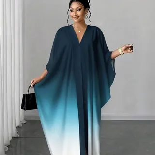 Womenโs Elegant Ombre Kaftan Maxi Dress