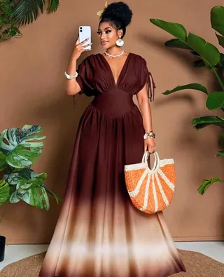 Brown Maxi Dress | Upfrica GH - African & Ankara Styles - main product image
