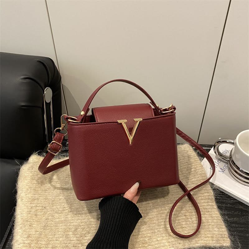 Wine Red V Bucket Bag Premium Look Melport Ventures