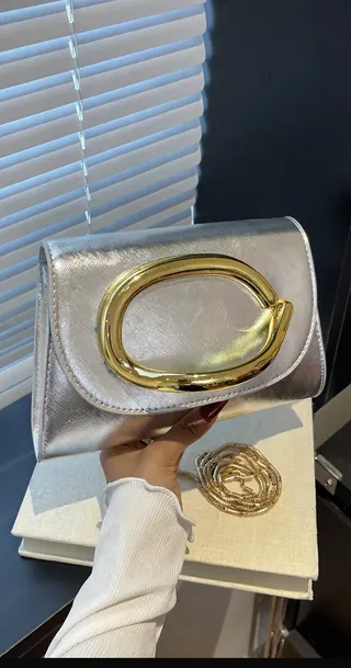 Silver Classy Gold Handle Clutch Evening Party Bag | Upfrica GH - Handbags - main product image