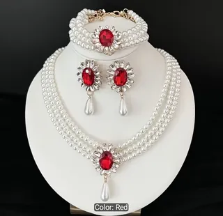 Royal Emerald Pearl Statement Jewelry Set | Upfrica GH - Jewellery Sets - main product image