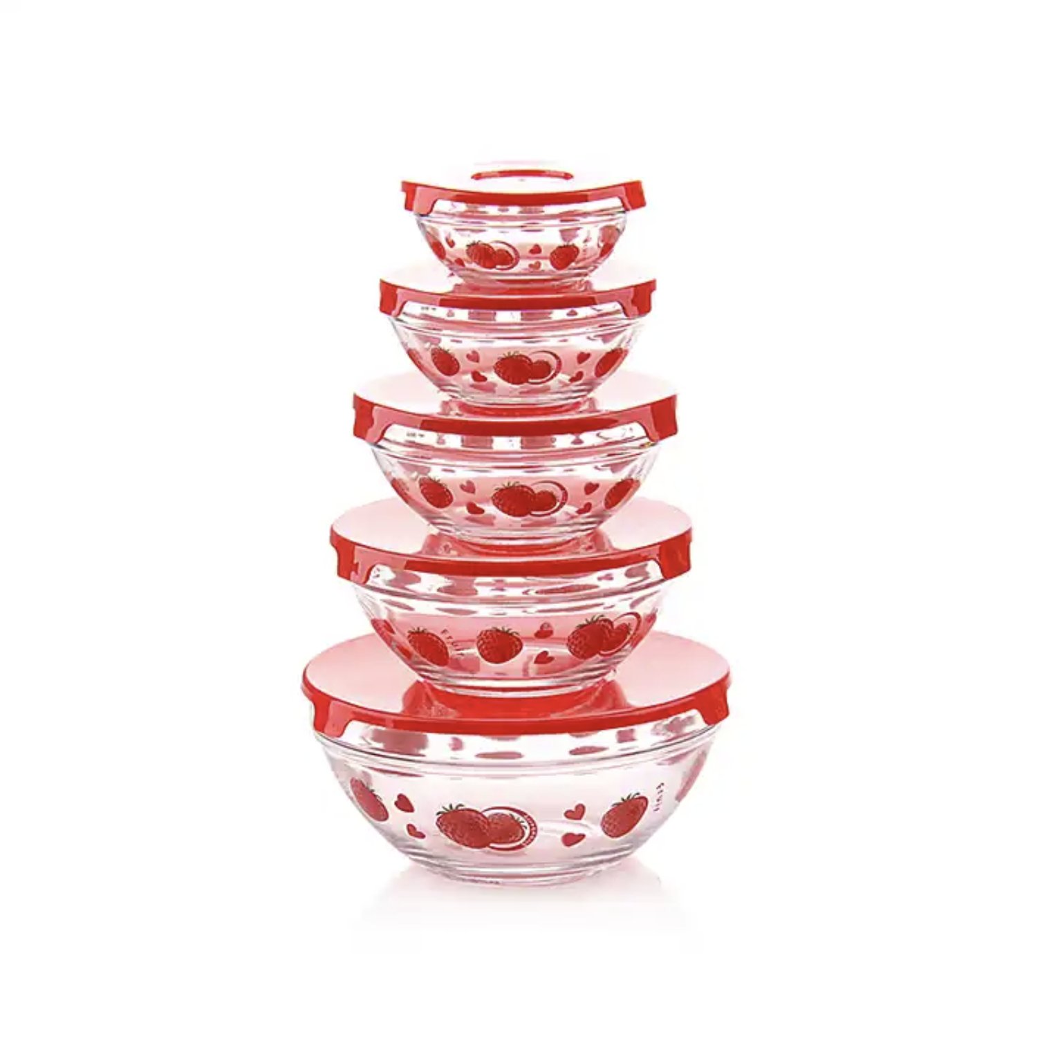 5 pcs glass bowl set with plastic lid in GH
