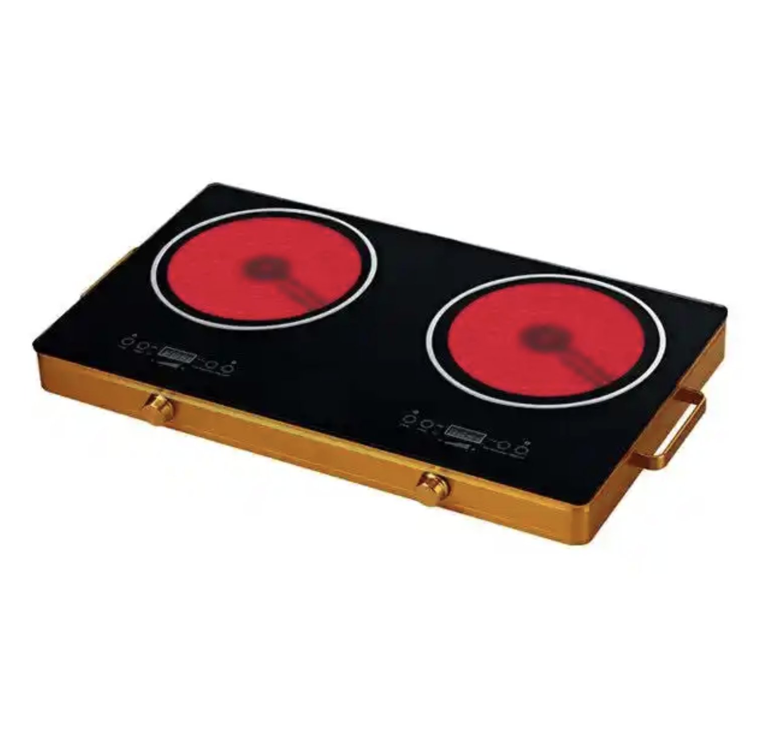 Hot Plate Double Burner Cooker Stove Countertop Stainless Steel Body Ceramic Glass Infrared 2 Burners Cooker in GH