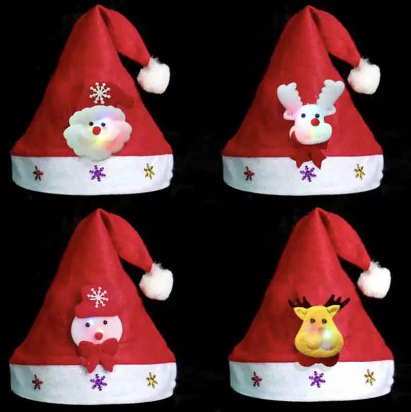 Christmas Santa Claus Hat With LED Lights For Xmas Party Decoration Father Christmas in GH
