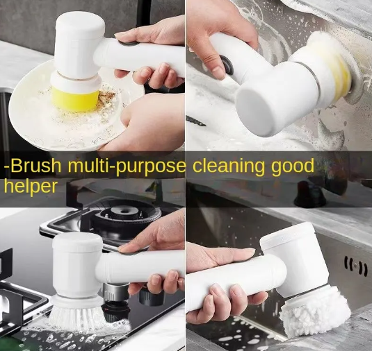 Electric Cleaning Brush for Kitchen and Bathroom - Multi-functional Wireless Handheld Power Scrubber for Dishes, Pots, and Pans
