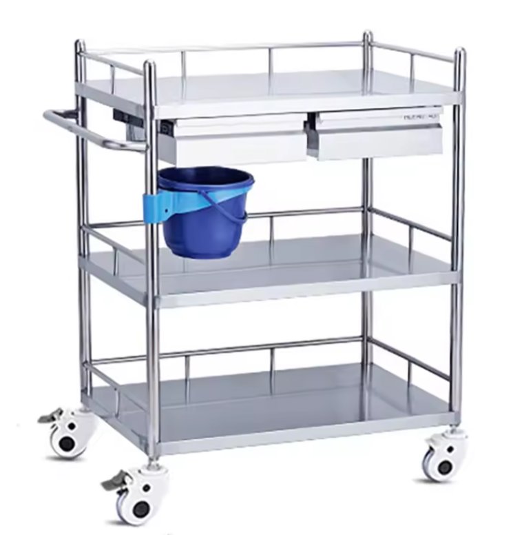 Stainless steel Medical delivery cart with drawers stainless steel medical trolley in GH
