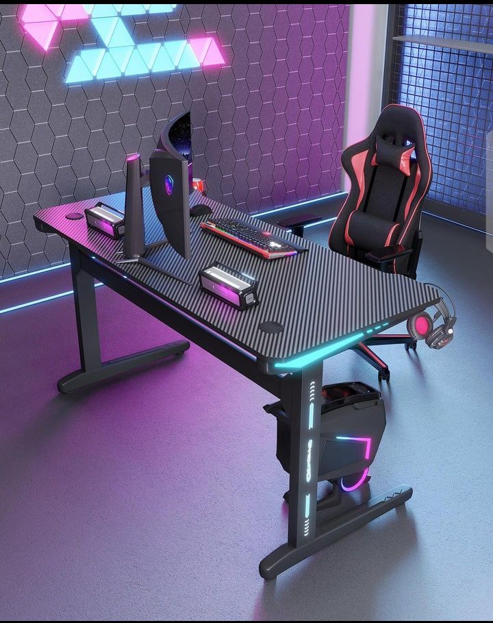 RGB lighting gaming and computer desk