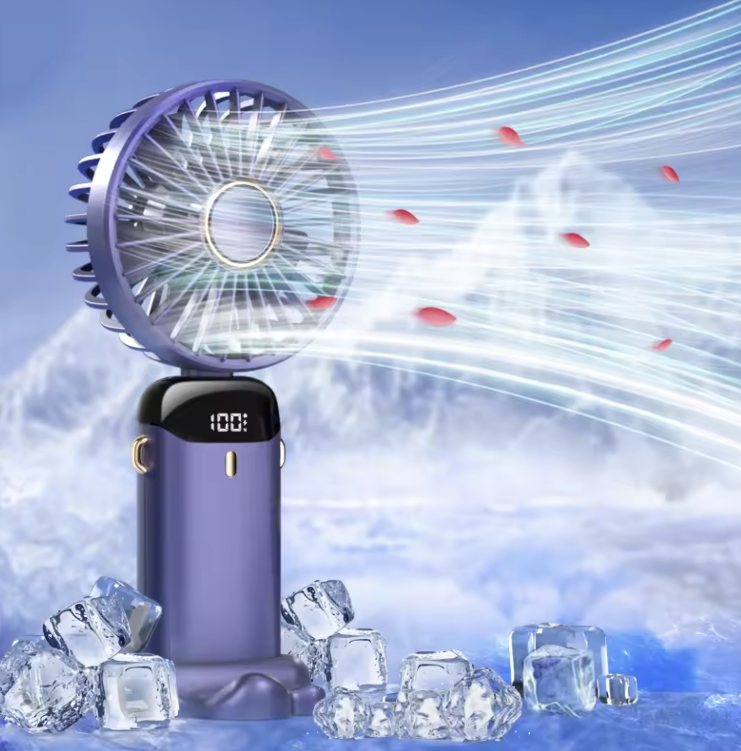 Hand Fan Rechargeable Air Circular 1200mAh Handheld Portable Foldable Mini Fan in GH