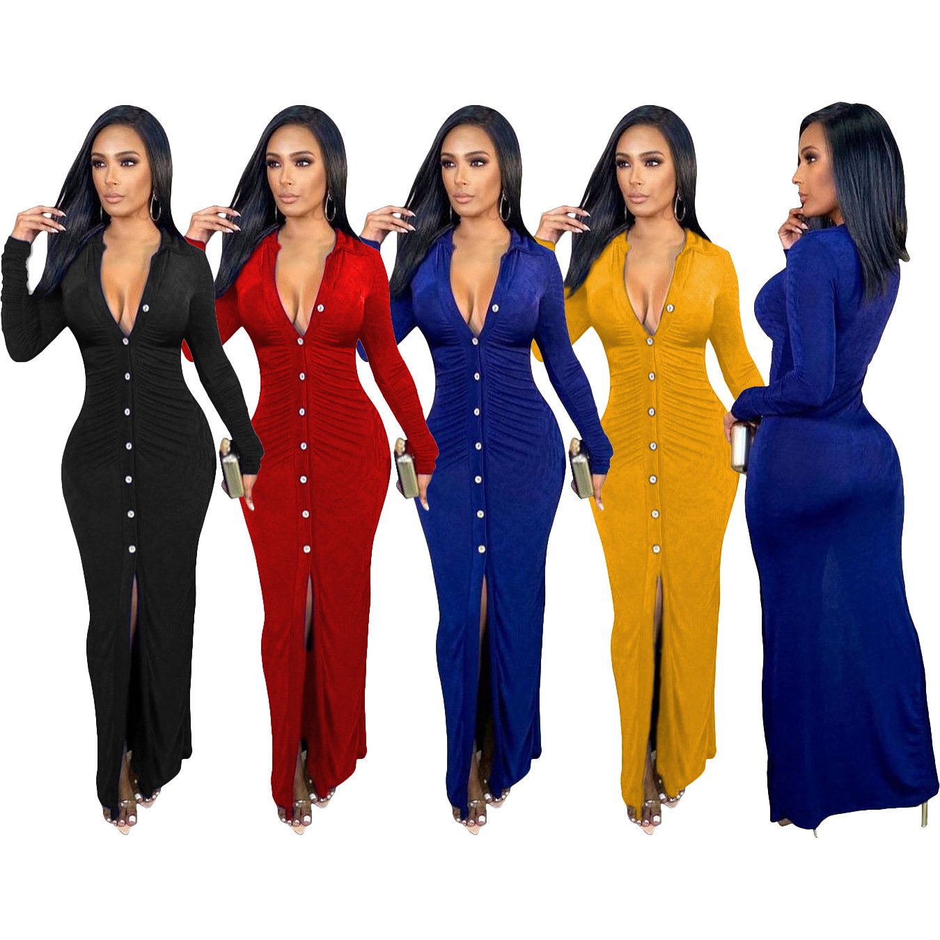 Full Elegant Women Dress Long  Long Sleeve for Ladies in GH