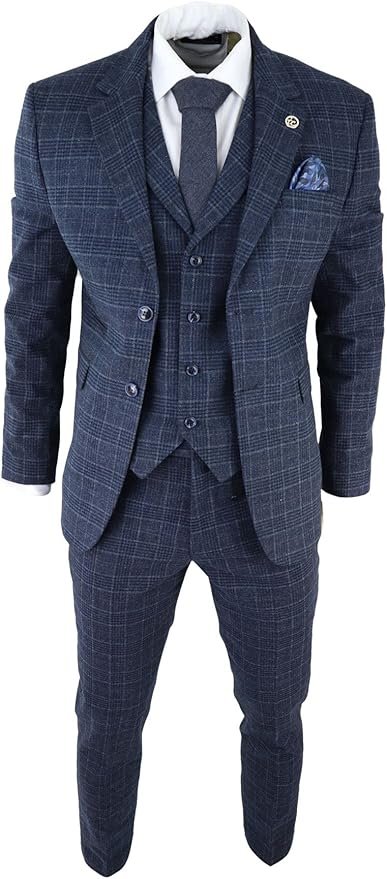 Mens Suit Wedding Blinders 3 Piece Uk Herringbone Tweed Suit Classic Vintage Tailored in GH