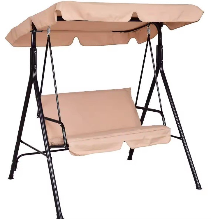 Canopy Swinging See Saw 3 Seats Steel Frame Patio Garden Swing Chair