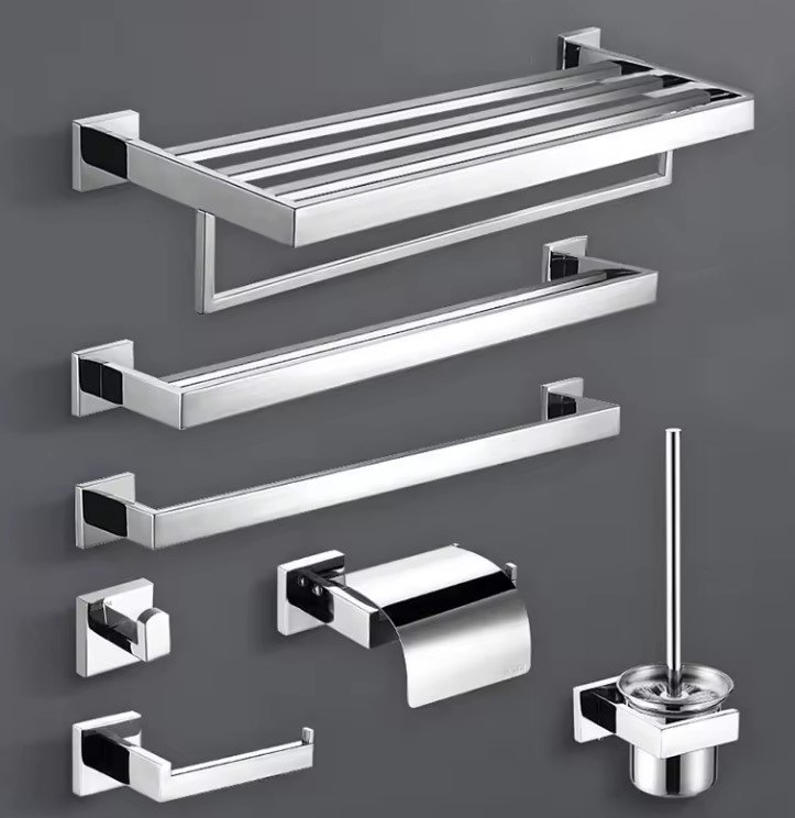 Bathroom Robe Hook Towel Bar Set Wall-Mounted/Bathroom Accessories Set 6 Piece