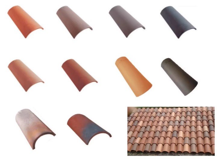 Roof Tiles Clay Spanish style semicircle shaped semi-cylindrical tiles in GH