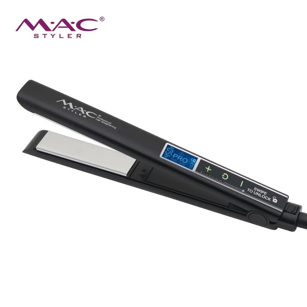 Popular Electric Hair Straightener Titanium Plates LCD Temperature Display Flat Iron in GH