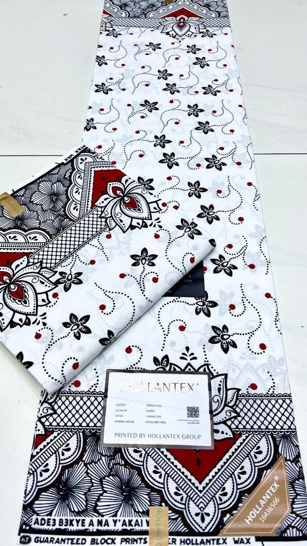 Cloth Hollantex Fabrics White Wax Print For Making Dress, Craft, Quilts, Sewing, 2 Yards 6 Yards Piece in GH