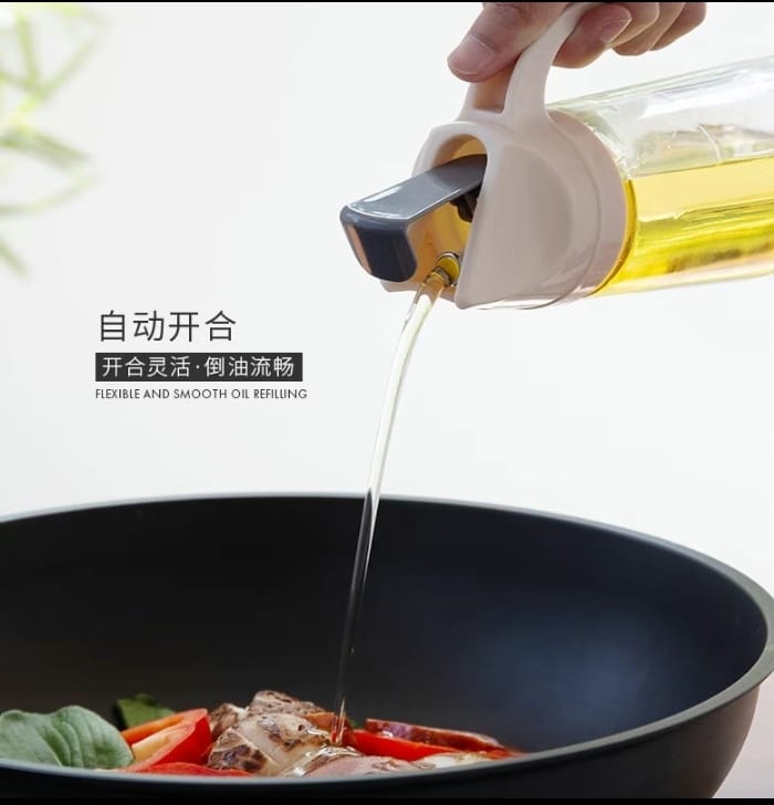 Proof Glass Oil Dispenser with Auto-Open Lid