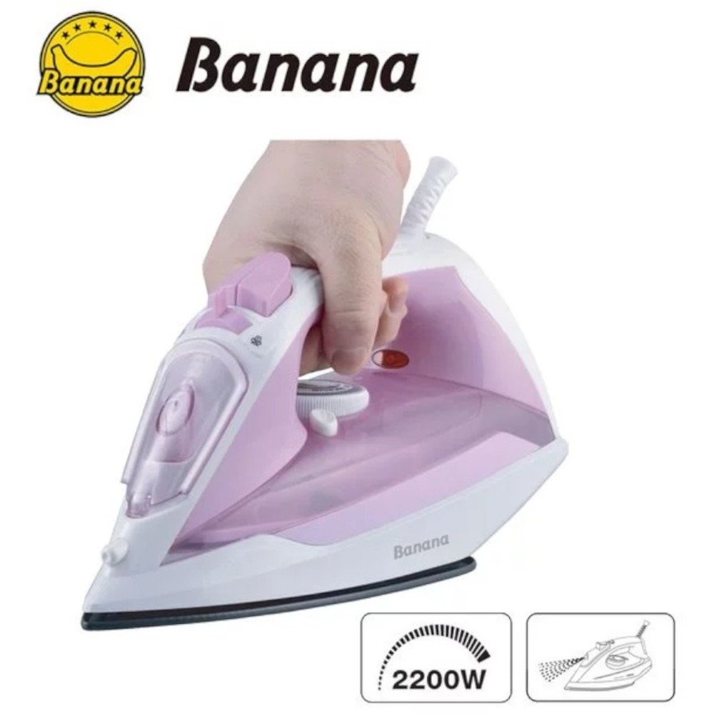 Steam Iron Banana BRS221 Steam Iron with Non-stick Soleplate Electric Iron For Clothes 2200w in GH