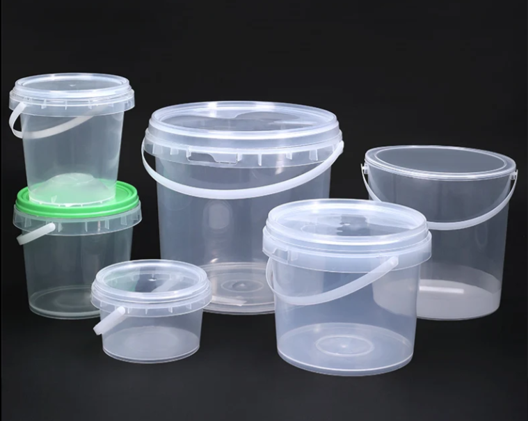 Eco Friendly Clear Plastic Bucket Food Packing Pail Durable Ice Cream Container