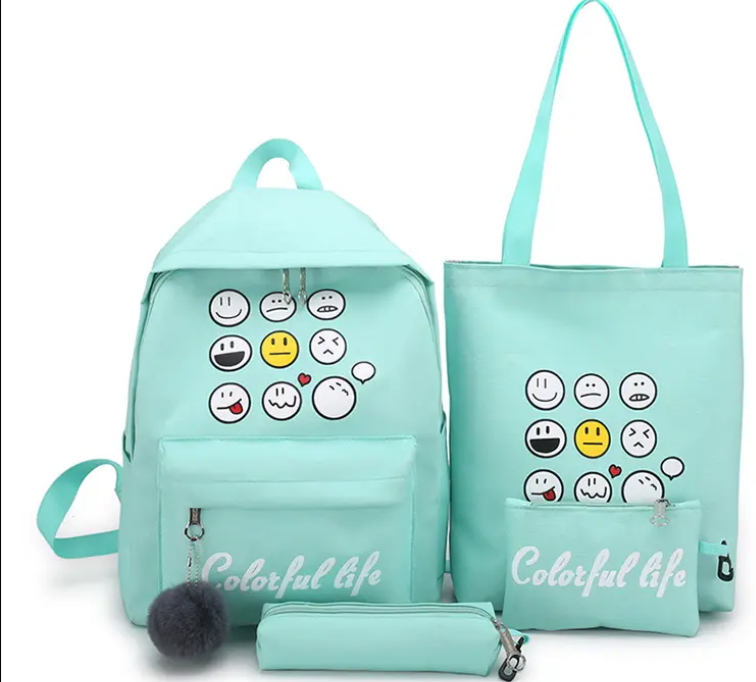 Canvas Student Cartoon School Bags Girls Laptop School Backpack Bags