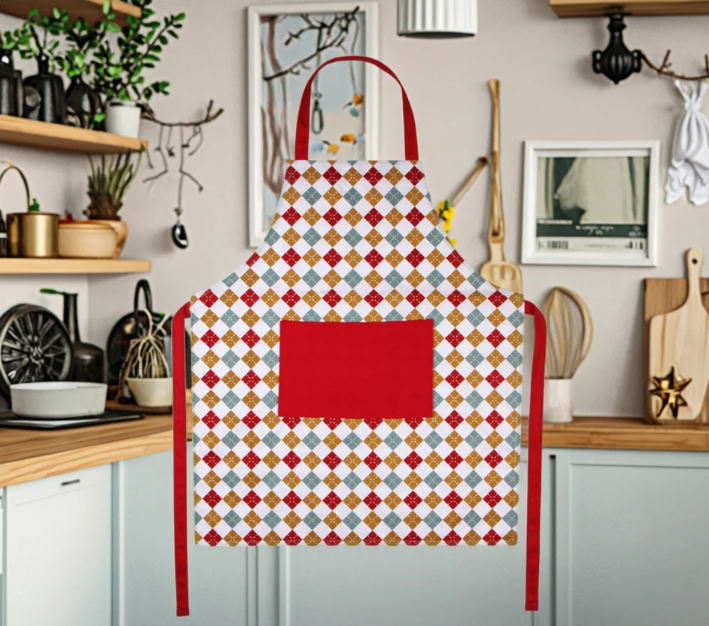 Fashion Medieval Cotton Linen Cooking Kitchen Aprons for Women with Flower Print