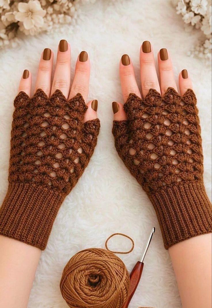 Handmade crochet gloves