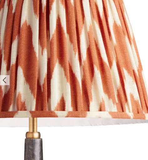 40cm straight empire gathered lampshade in orange printed linen ikat in GB
