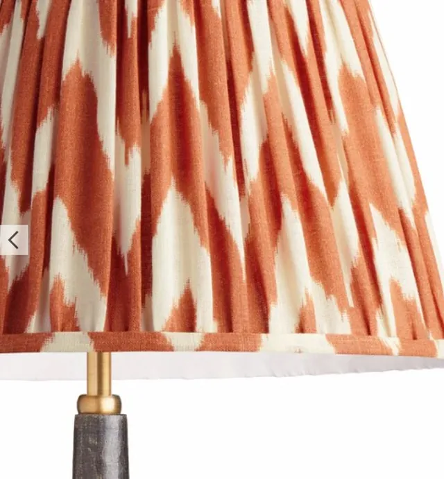 40cm straight empire gathered lampshade in orange printed linen ikat in GB