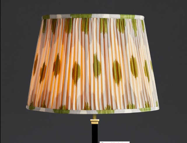 40cm straight empire shade in grey green egg & spoon silk ikat in GB