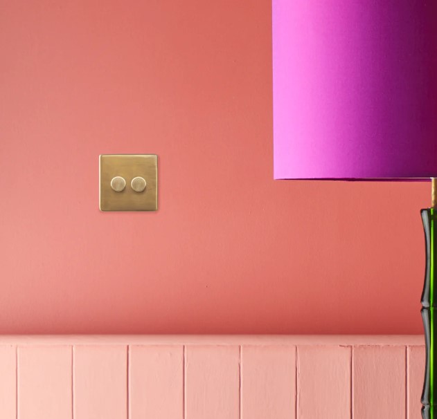 Two Gang 2 way Florence dimmer switching brass in GB
