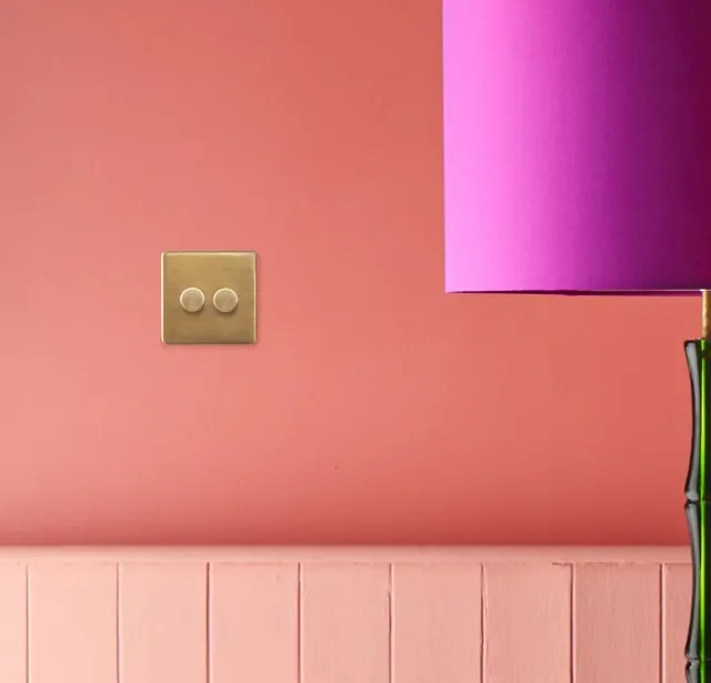 Two Gang 2 way Florence dimmer switching brass in GB