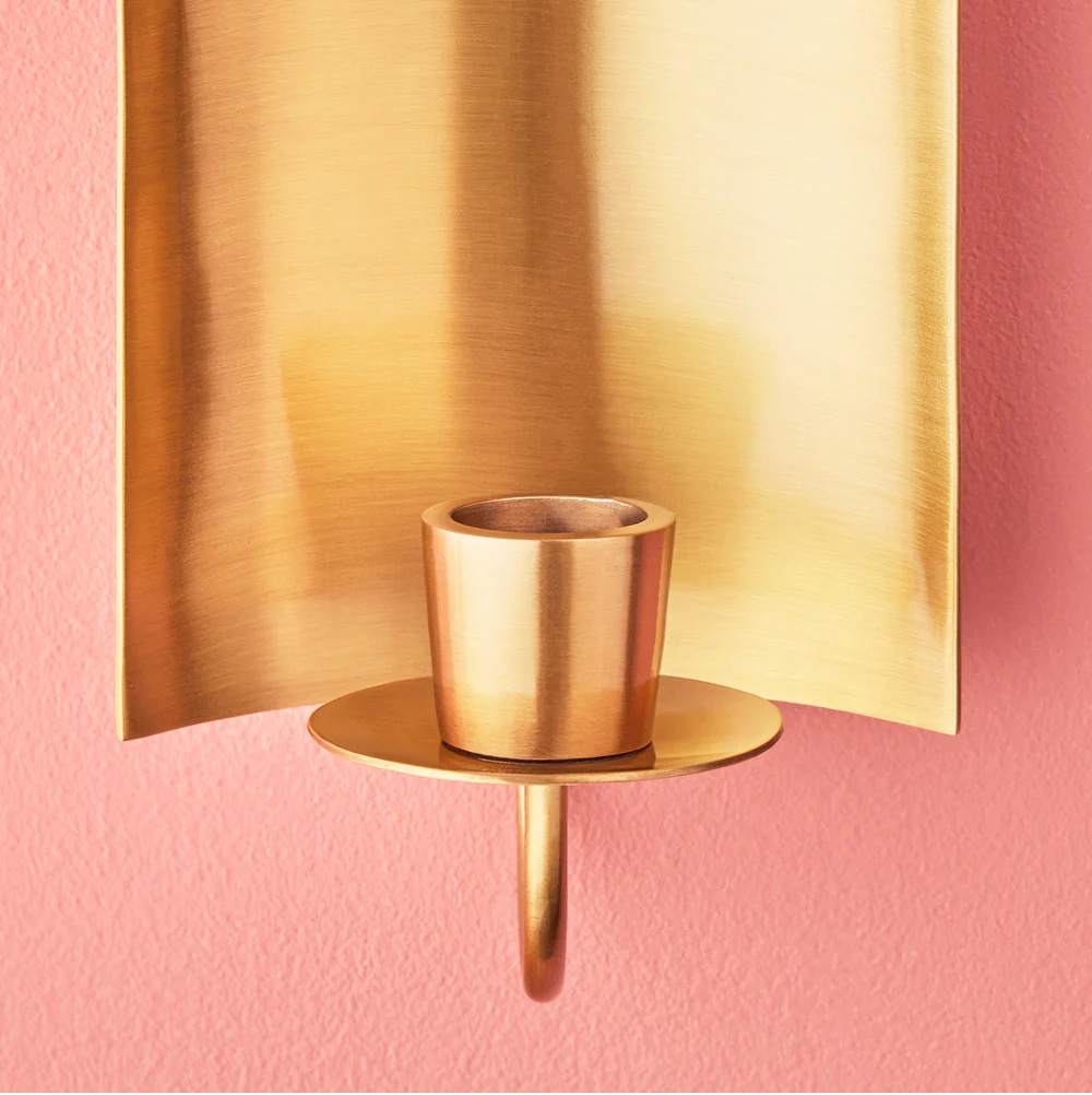 Pitti Wall Mounted Candle Holder in Antiqued Brass in GB